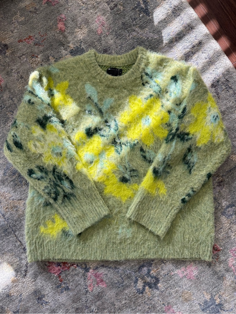 ASOS DESIGN Blurred Floral Fuzzy Sweater